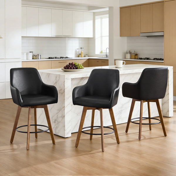 Carwani Counter Stool in Black Dely Leather