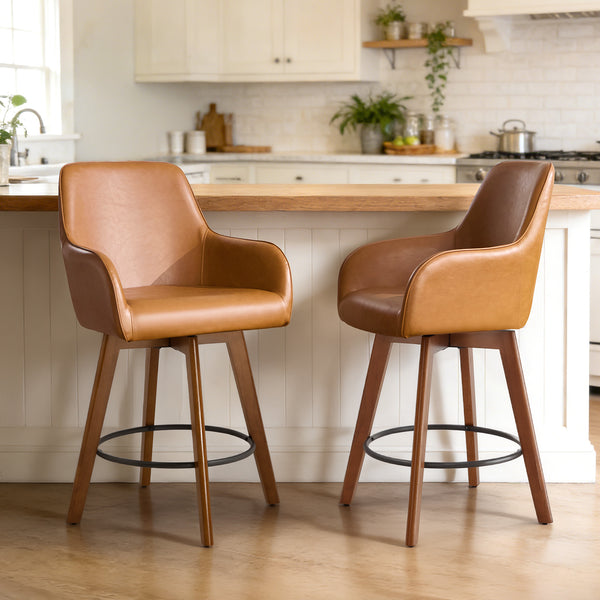 Carwani Counter Stool in Brown Dely Leather