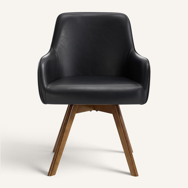Carwani Dining Chair in Black Dely Leather