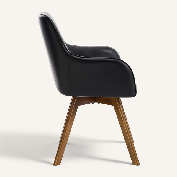 Carwani Dining Chair in Black Dely Leather