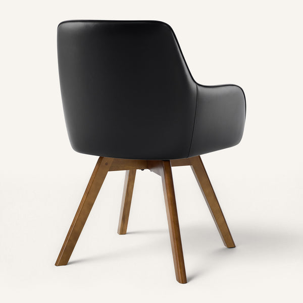 Carwani Dining Chair in Black Dely Leather