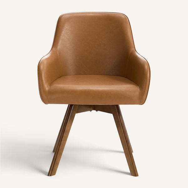 Carwani Dining Chair in Brown Dely Leather