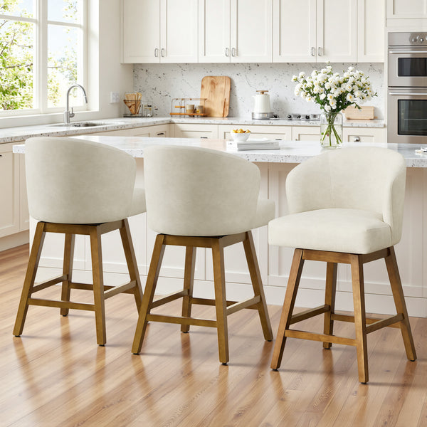 Chatus Counter Stool in Beige Afus Leather