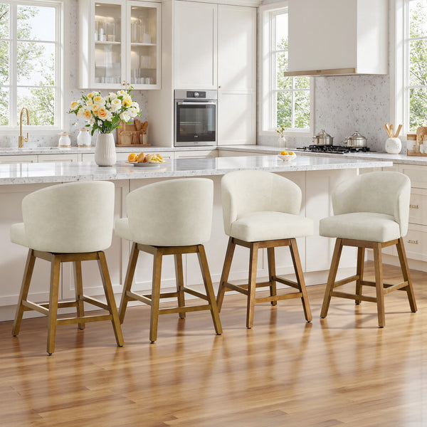 Chatus Counter Stool in Beige Afus Leather