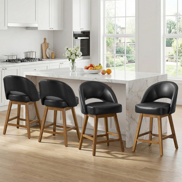 Chatus II Counter Stool in Black Afus Leather
