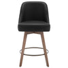 Clinton bar stool with backrest, Black Leather, 26"