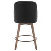 Clinton bar stool with backrest, Black Leather, 26"