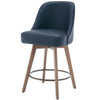 Clinton bar stool with backrest, Blue Leather, 26"