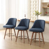 Clinton bar stool with backrest, Blue Leather, 26"