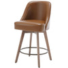 Clinton bar stool with backrest, Brown Leather, 26"