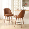 Clinton bar stool with backrest, Brown Leather, 26"