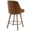 Clinton bar stool with backrest, Brown Leather, 26"