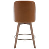 Clinton bar stool with backrest, Brown Leather, 26"