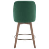 Clinton bar stool with backrest, Green Fabric, 26"