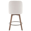 Clinton bar stool with backrest, White Fabric, 26"