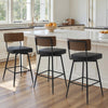 Corvina Bar Stool in Black Ribol Leather, Counter Height