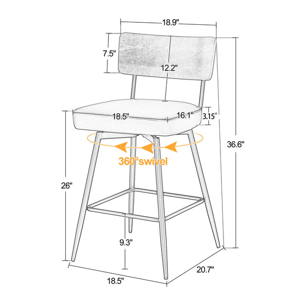 Corvina bar stool counter height dimensions