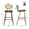 Dorsa bar stool with backrest, Black-Leather, 26"