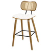 Dorsa bar stool with backrest, White-Fabric, 26"