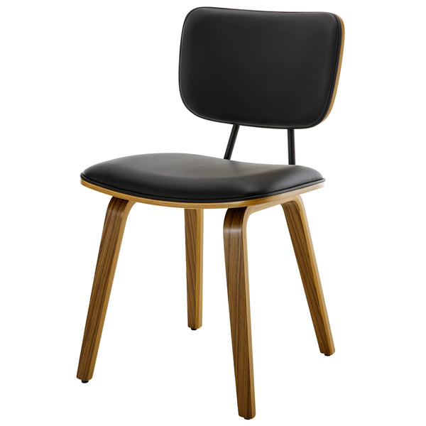 Dorsa Dining Chair in Black Hron Leather, Leather Backrest