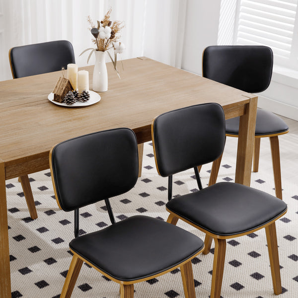 Dorsa Dining Chair in Black Hron Leather, Leather Backrest