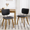 Dorsa Dining Chair in Black Hron Leather, Leather Backrest