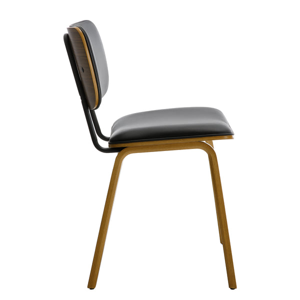 Dorsa Dining Chair in Black Hron Leather, Leather Backrest