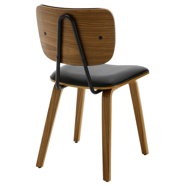 Dorsa Dining Chair in Black Hron Leather, Leather Backrest