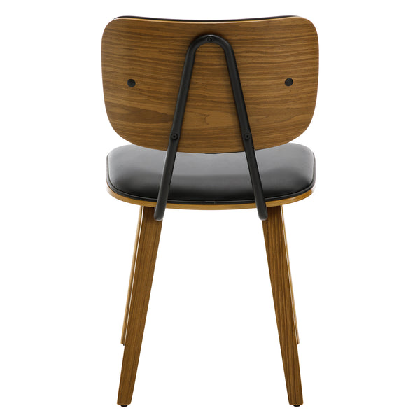 Dorsa Dining Chair in Black Hron Leather, Leather Backrest