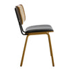 Dorsa Dining Chair in Black Hron Leather, Rattan Backrest