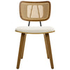 Dorsa Dining Chair in Cream Hron Leather, Rattan Backrest