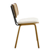 Dorsa Dining Chair in Cream Hron Leather, Rattan Backrest