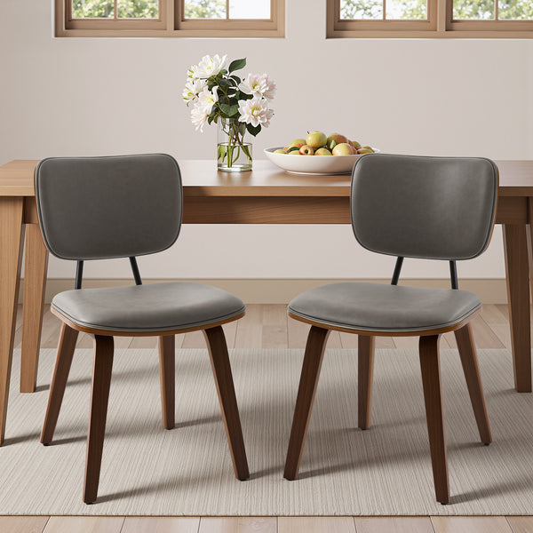 Dorsa Dining Chair in Gray Hans Leather, Leather Backrest