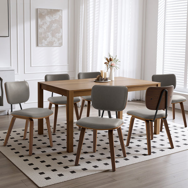 Dorsa Dining Chair in Gray Hans Leather, Leather Backrest