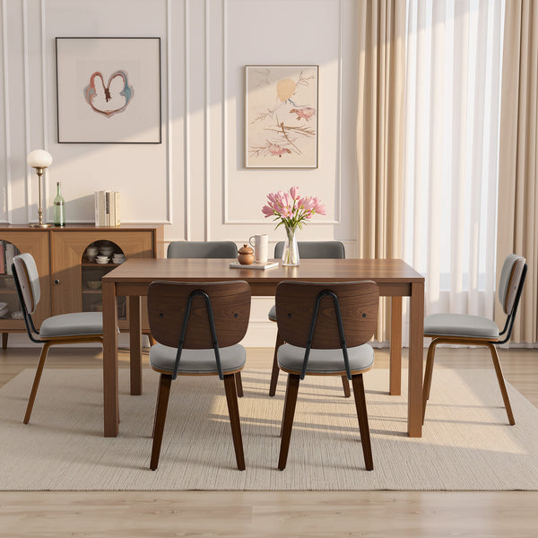 Dorsa Dining Chair in Gray Hans Leather, Leather Backrest