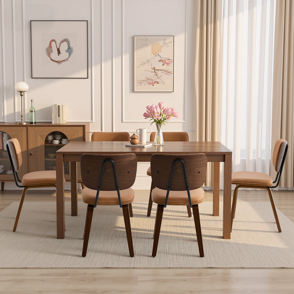 Dorsa Dining Chair in Mud Hans Leather, Leather Backrest