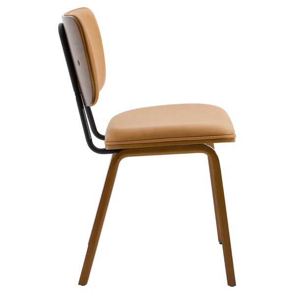 Dorsa Dining Chair in Mud Hans Leather, Leather Backrest
