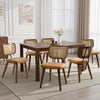 Dorsa Dining Chair in Mud Hans Leather, Rattan Backrest
