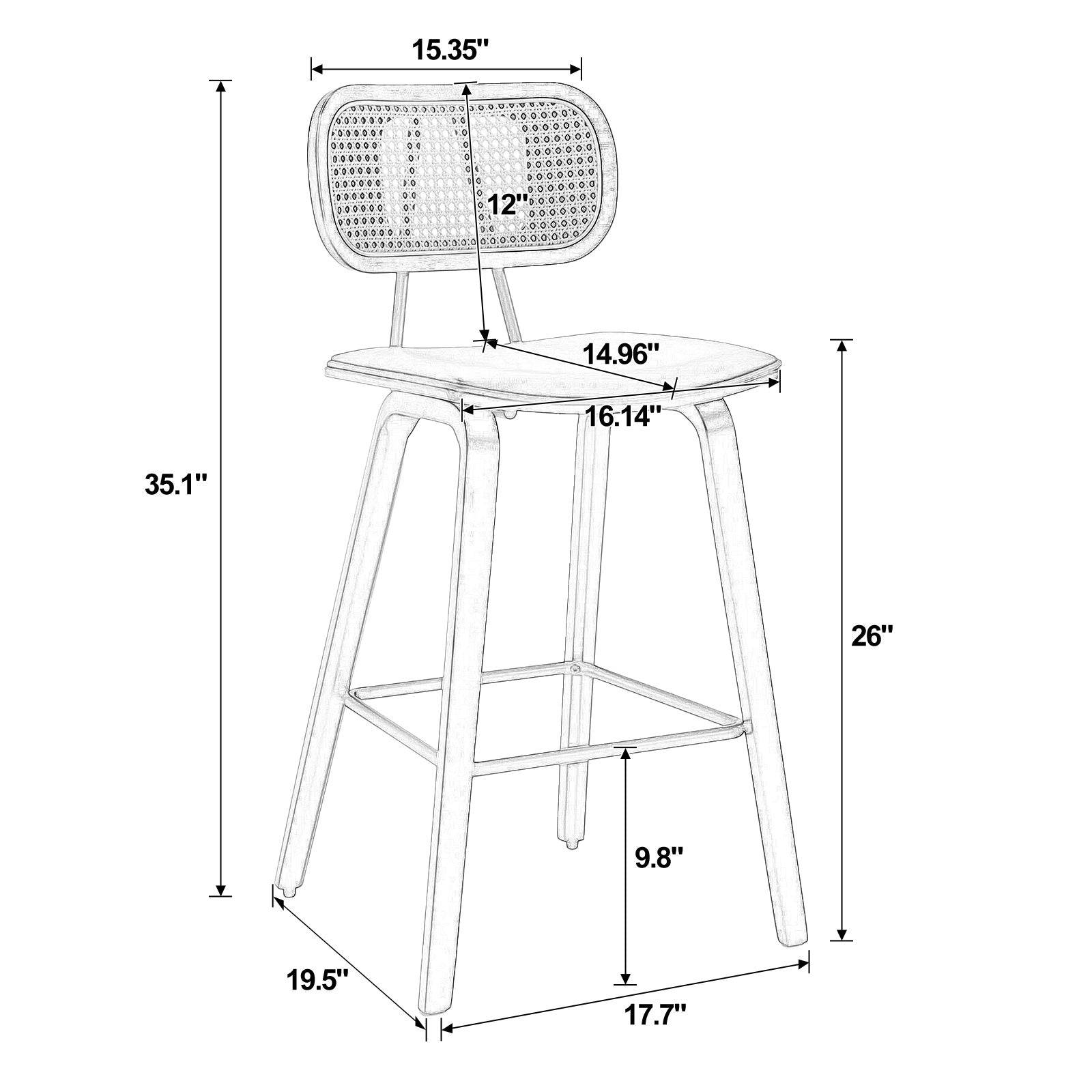 Dorsa III counter stool dimensions