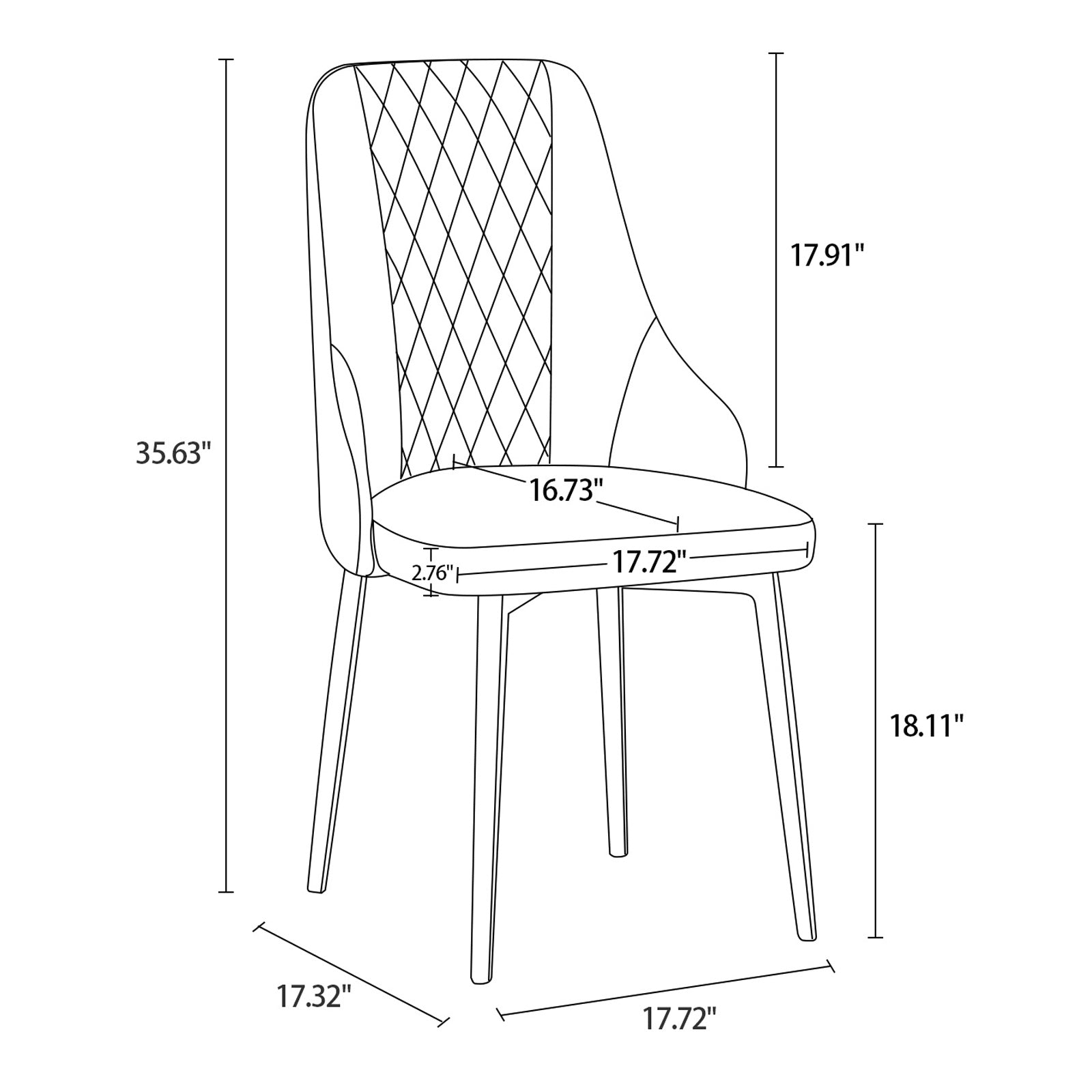 Dunkles dining chair dimensions