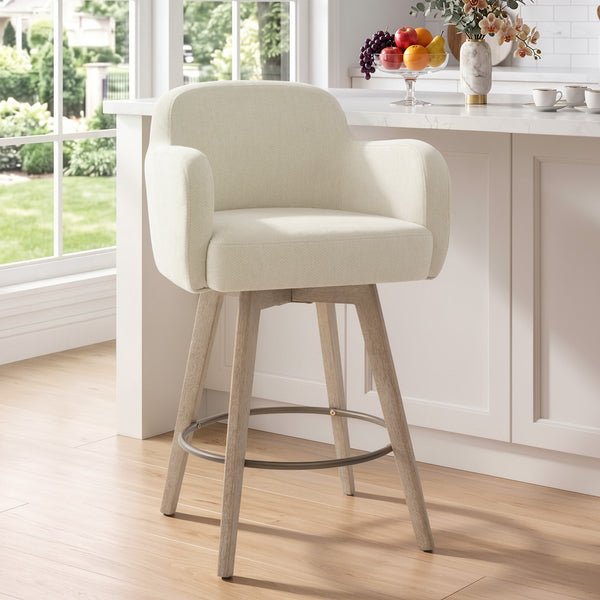 Duzaly Counter Stool in Beige Fiano Fabric