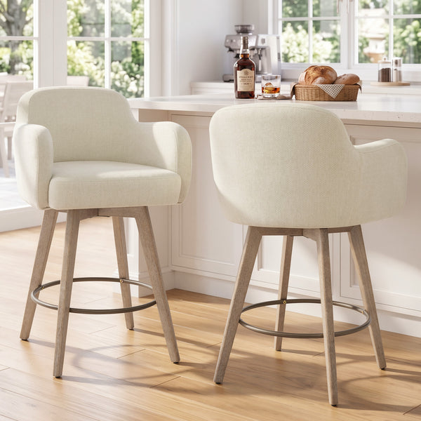 Duzaly Counter Stool in Beige Fiano Fabric