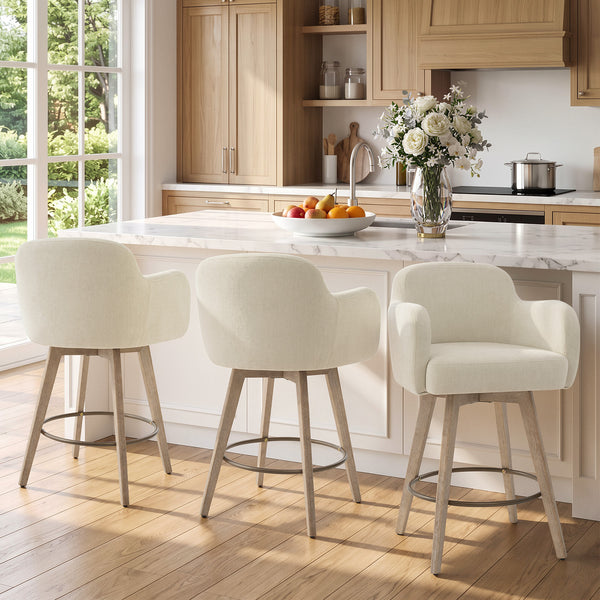Duzaly Counter Stool in Beige Fiano Fabric