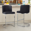 Embrapa bar stool with backrest, Black-Leather, 26"