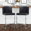 Embrapa bar stool with backrest, Black-Leather, 26"