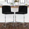 Embrapa bar stool with backrest, Black-Velvet, 26"