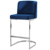 Embrapa bar stool with backrest, Blue-Velvet, 26"