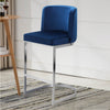 Embrapa bar stool with backrest, Blue-Velvet, 26"