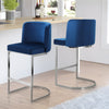 Embrapa bar stool with backrest, Blue-Velvet, 26"