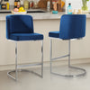 Embrapa bar stool with backrest, Blue-Velvet, 26"